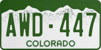 CO license plate AWD447