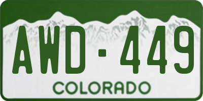 CO license plate AWD449