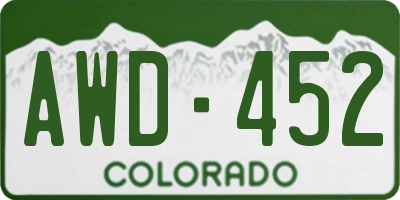 CO license plate AWD452