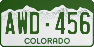 CO license plate AWD456