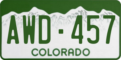 CO license plate AWD457