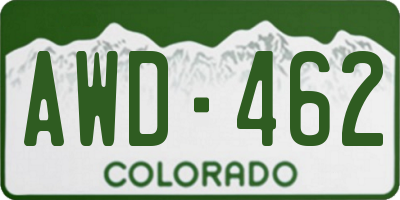 CO license plate AWD462