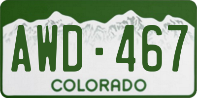 CO license plate AWD467