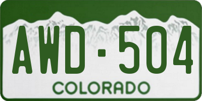 CO license plate AWD504