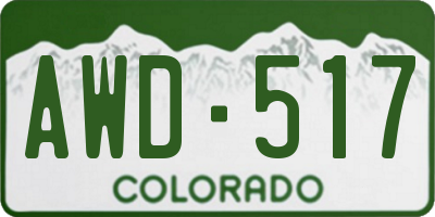 CO license plate AWD517