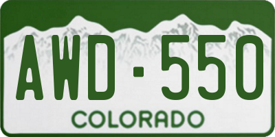 CO license plate AWD550