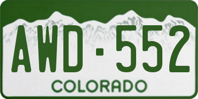 CO license plate AWD552