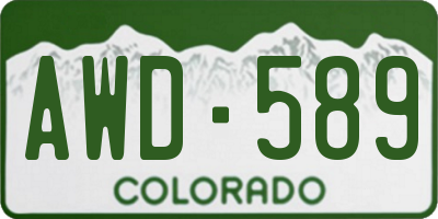CO license plate AWD589