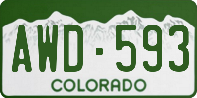 CO license plate AWD593