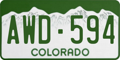 CO license plate AWD594