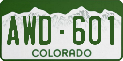 CO license plate AWD601