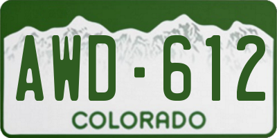 CO license plate AWD612