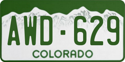 CO license plate AWD629