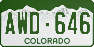 CO license plate AWD646