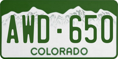 CO license plate AWD650