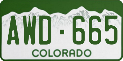 CO license plate AWD665