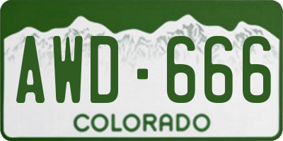 CO license plate AWD666