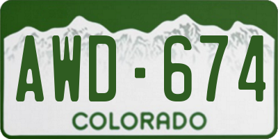 CO license plate AWD674