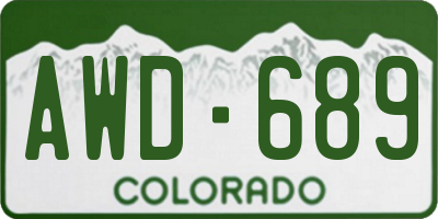 CO license plate AWD689