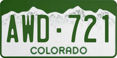 CO license plate AWD721