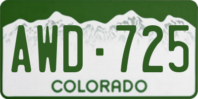 CO license plate AWD725
