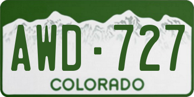 CO license plate AWD727