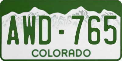 CO license plate AWD765