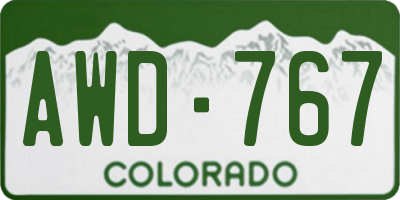 CO license plate AWD767