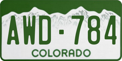 CO license plate AWD784
