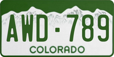 CO license plate AWD789