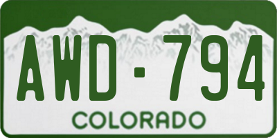 CO license plate AWD794