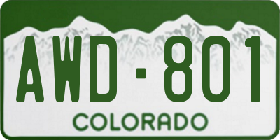 CO license plate AWD801