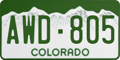 CO license plate AWD805