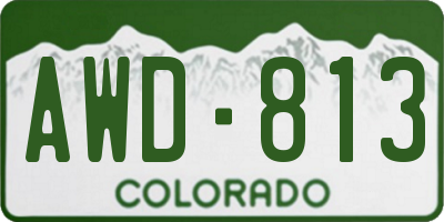 CO license plate AWD813