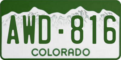 CO license plate AWD816