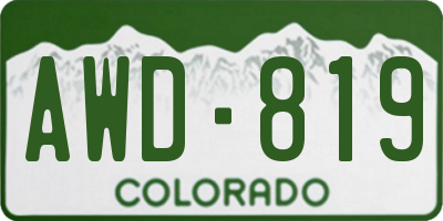 CO license plate AWD819