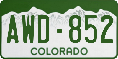 CO license plate AWD852