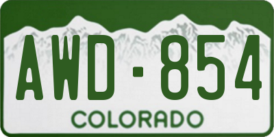 CO license plate AWD854