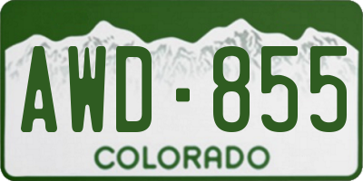 CO license plate AWD855