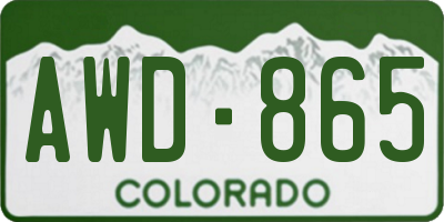 CO license plate AWD865