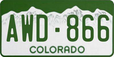 CO license plate AWD866