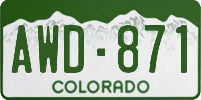 CO license plate AWD871