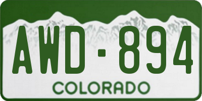 CO license plate AWD894