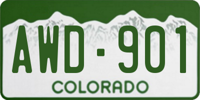 CO license plate AWD901