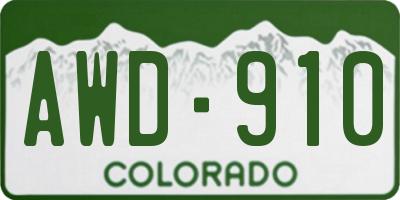 CO license plate AWD910