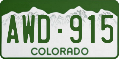 CO license plate AWD915
