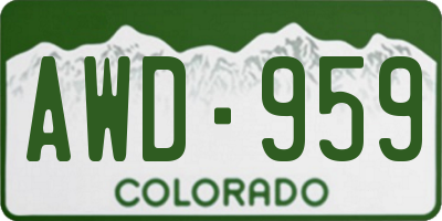 CO license plate AWD959