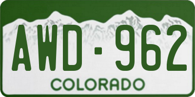 CO license plate AWD962