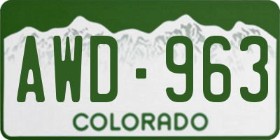 CO license plate AWD963