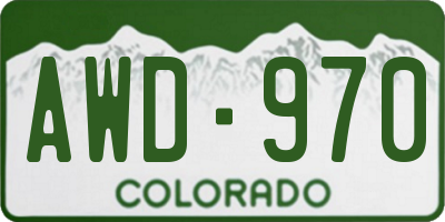 CO license plate AWD970